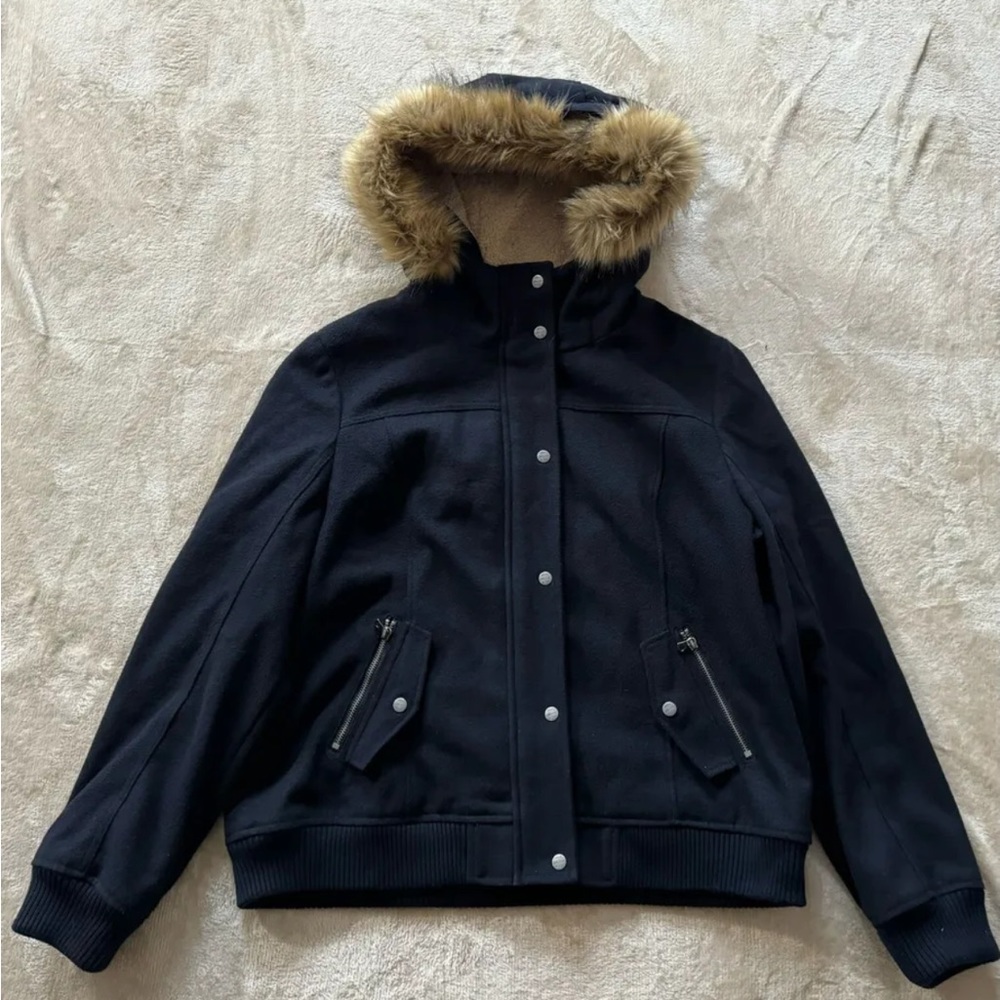 Levis Women’s Hooded Parka Jacket Faux Fur Trim Full Zip Size XL